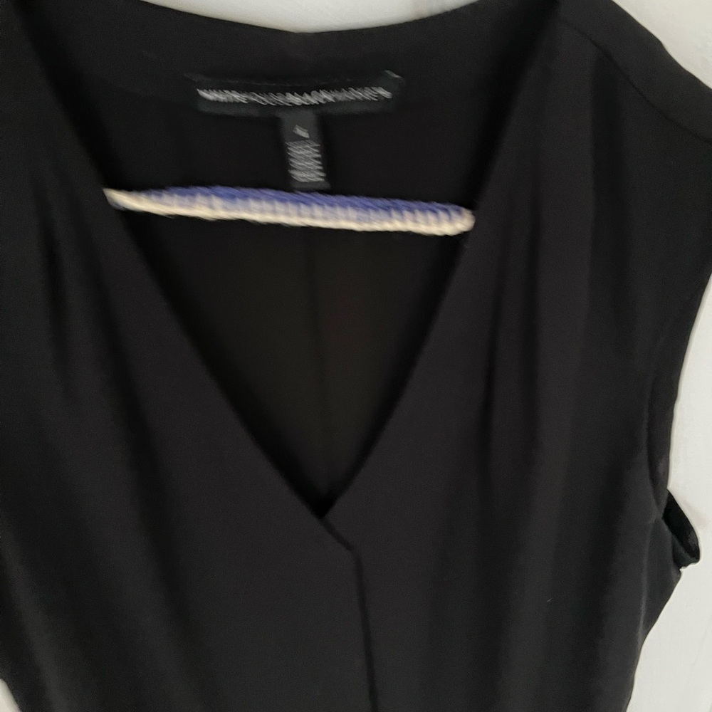 White House Black Market V-Neck Black Blouse Sleeveless - Picture 4 of 10